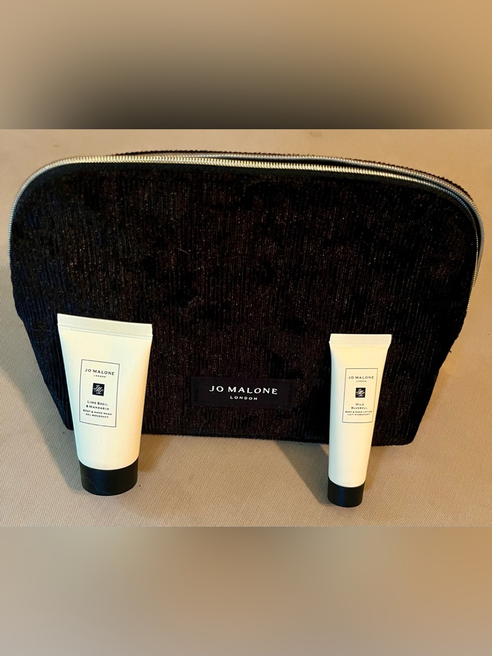 Jo Malone Black Cosmetic Pouch with Travel Lotions